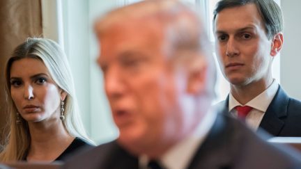 President Donald Trump alongside his daughter, Ivanka Trump and her husband, Senior White House Adviser Jared Kushner during a Cabinet Meeting in the Cabinet Room of the White House October 2017