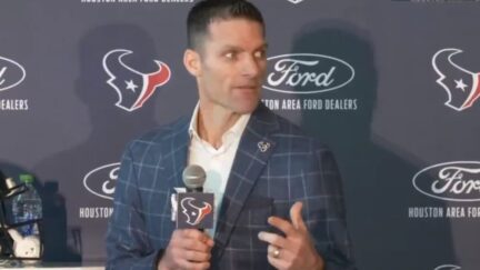 Houston Texans press conference interrupted by fire alarm